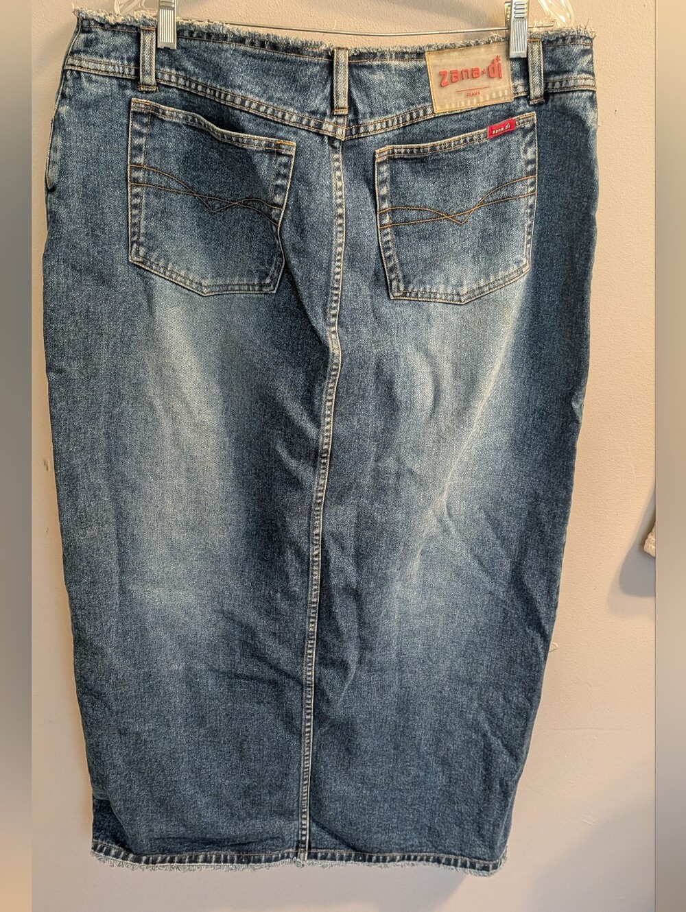Zana-di Vintage Denim Midi Skirt Raw Hem Size 18 Y2K Streetwear